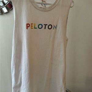 Peloton White Muscle Tee with Vibrant Branding
